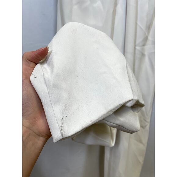 ML MONIQUE LHUILLIER Ruffle Halter Wide Leg Jumpsuit in White Size 6 $495 - Picture 9 of 16